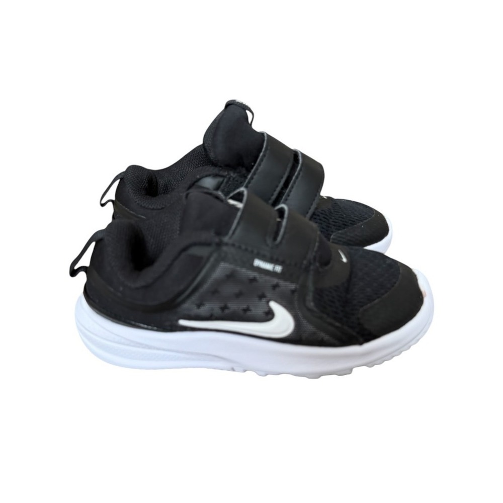 NIKE Toddler Sneakers 10C Black White Velcro Athletic Shoes Lightweight